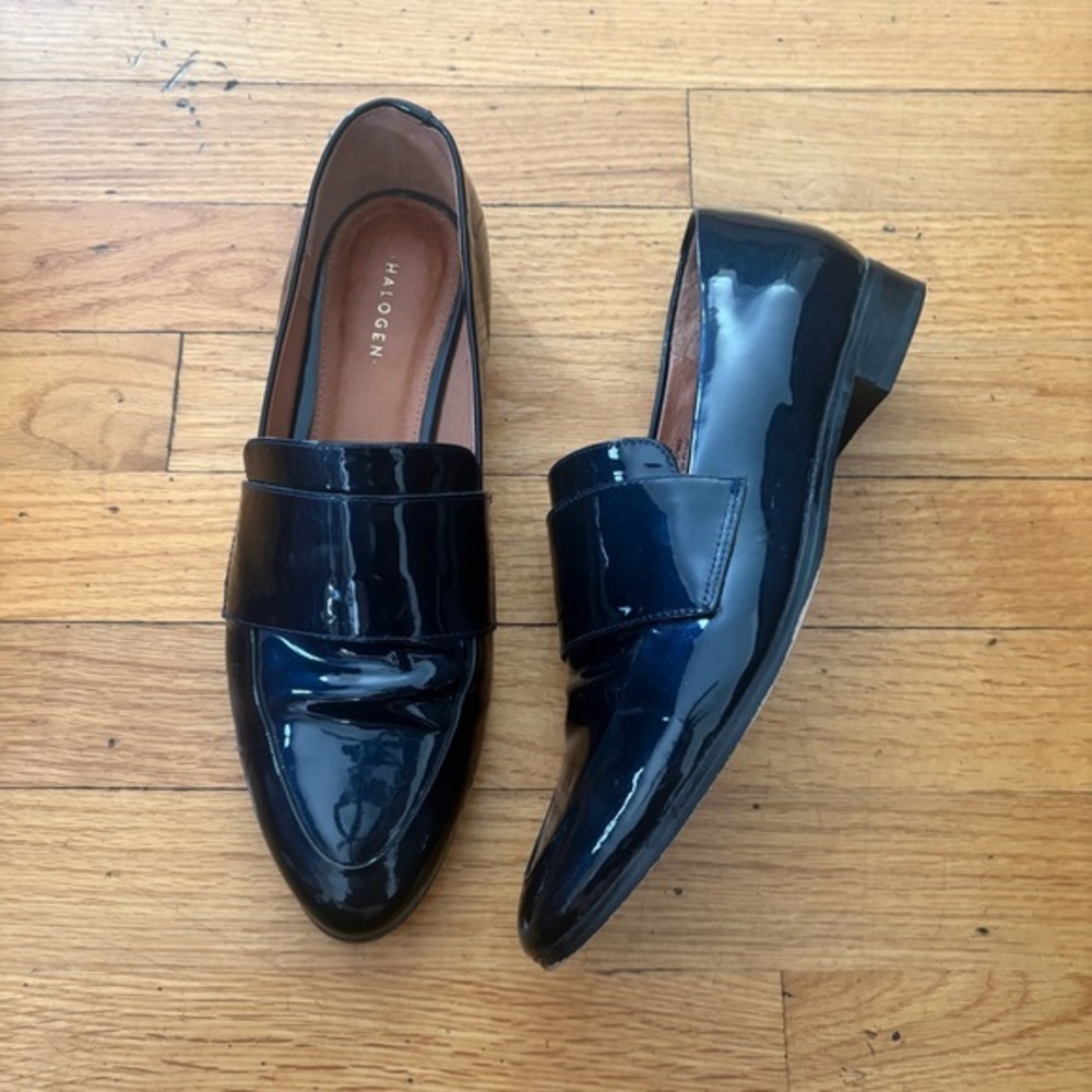 Halogen Navy Blue Patent Leather Loafers Size 8